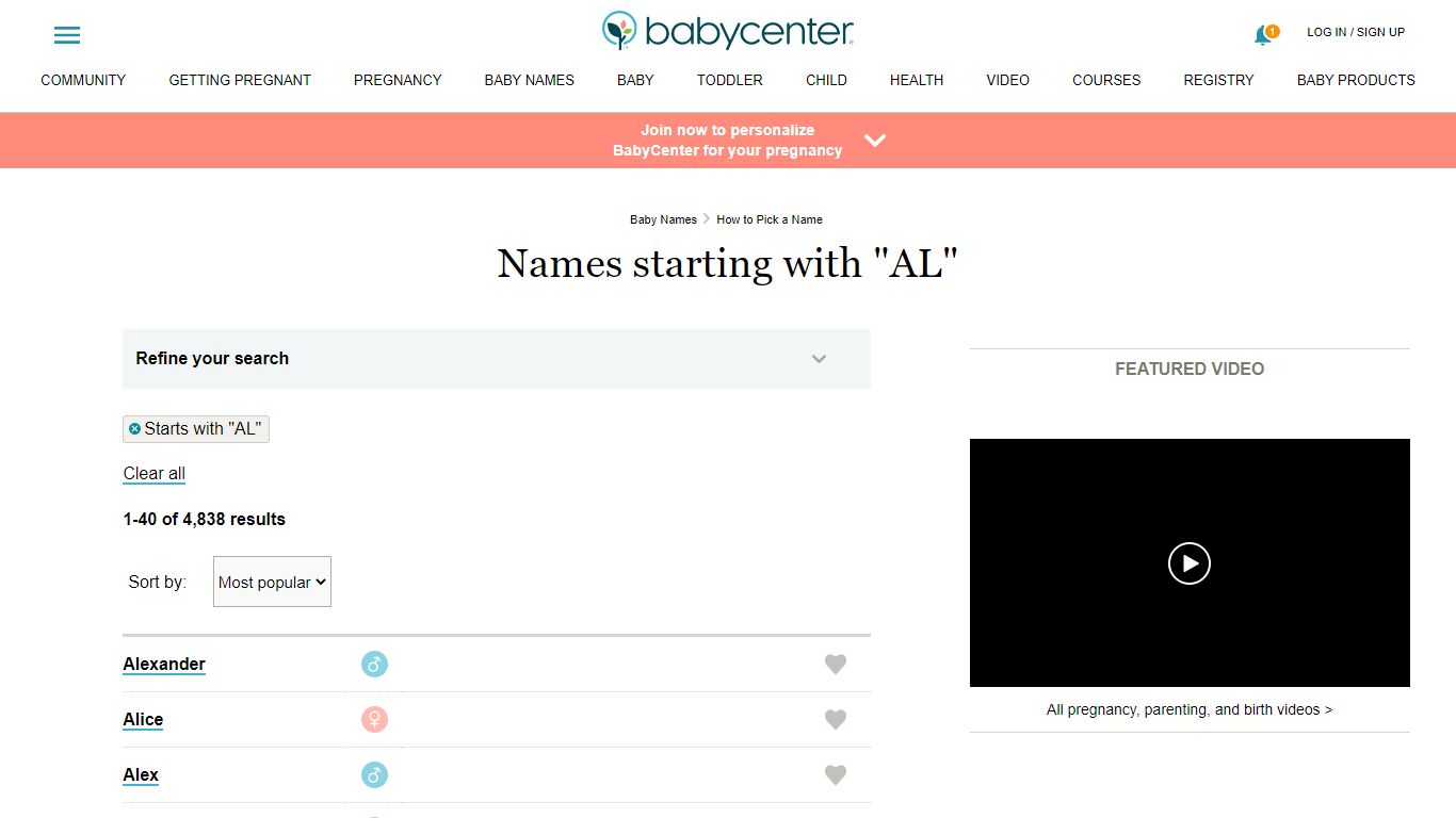 Names starting with "AL" | BabyCenter